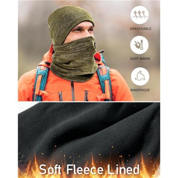 Winter Beanie Hat Scarf for Men Women Knit Thick Fleece Lined‎ Warm Windproof - Picture 4 of 7